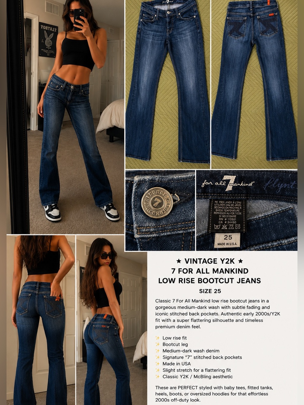 7 For All Mankind Bootcut Jeans in Medium-Dark Blue
